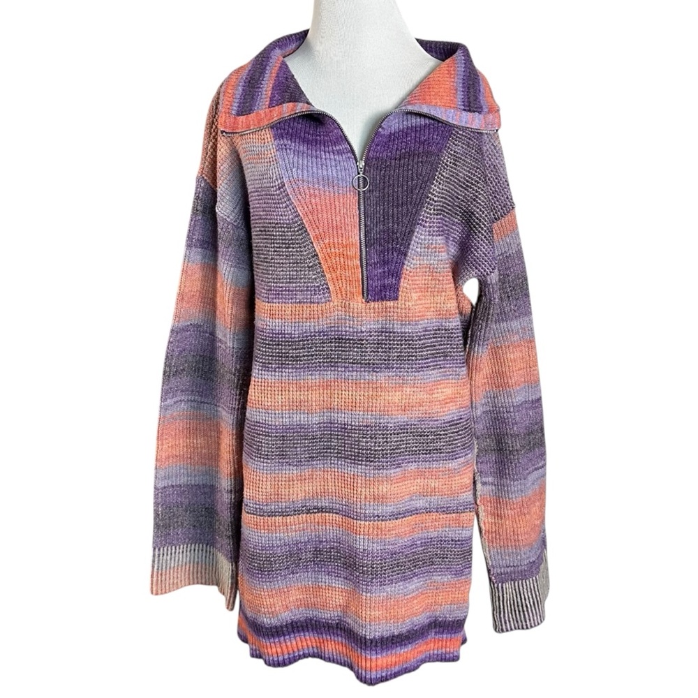Anthropologie Daily Practice Half Zip Tunic Sweater Dress Size Small Purple Pink - Picture 7 of 16